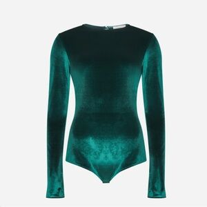 NWT Shinestar green Velvet Long Sleeve Bodysuit